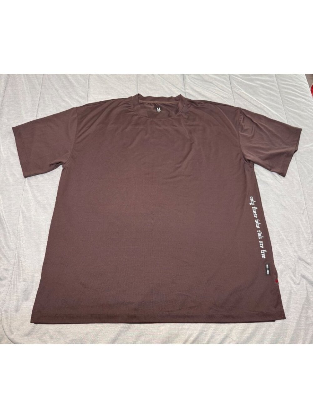 ASRV Brown Performance Tee Men's size Large "Only Those Who Risk Are Free"